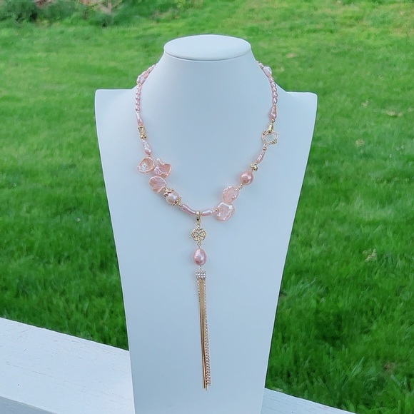 S137 Handmade Freshwater Baroque Pearl Long Necklace
